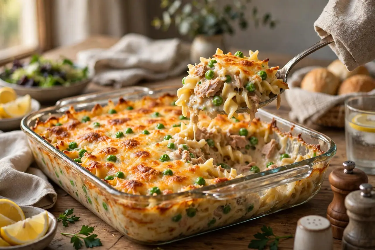 Budget Tuna Noodle Casserole with Peas