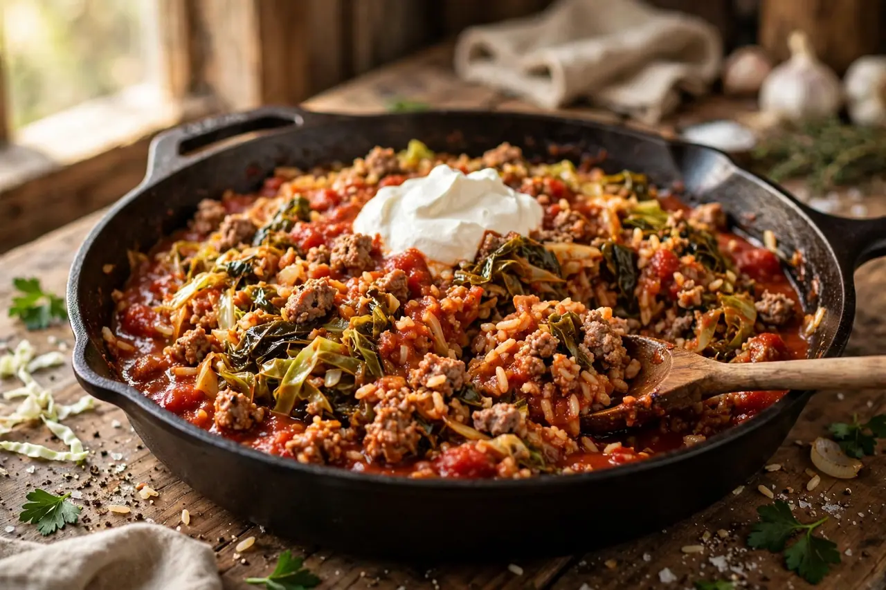 Cheap Unstuffed Cabbage Roll Skillet